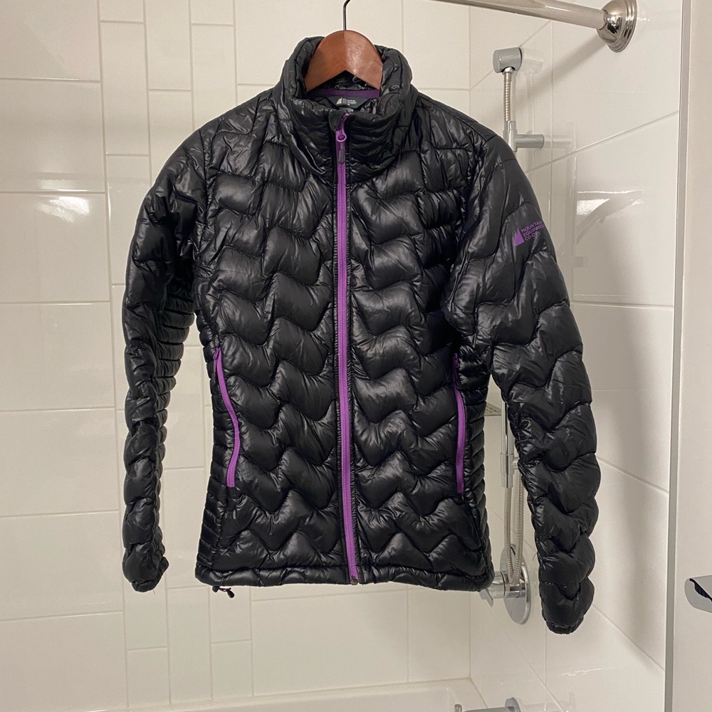 Women's Black and Purple Puffer Jacket